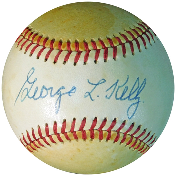 George Kelly Single-Signed ONL (Feeney) Ball JSA