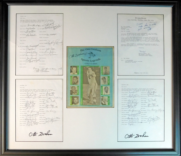 Otto Graham Golf Classic Multi-Signed Display Piece with (65) Signatures JSA