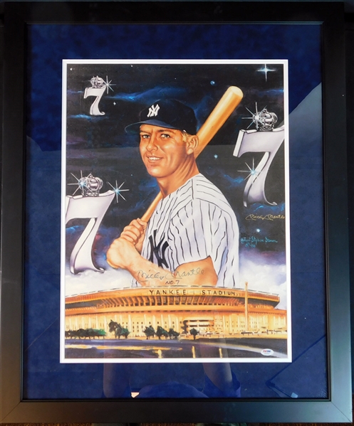 Mickey Mantle Signed Print with No. 7 Inscription PSA/DNA