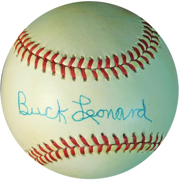 Buck Leonard Single-Signed OAL (Brown) Ball JSA
