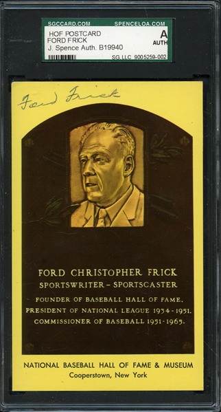 1964-Date Yellow HOF Ford Frick Autographed JSA
