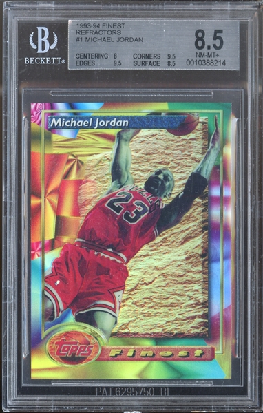 1993-94 Topps Finest #1 Michael Jordan Refractor BGS 8.5 NM-MT+