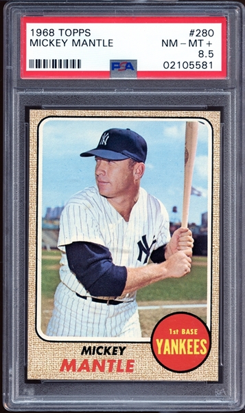 1968 Topps #280 Mickey Mantle PSA 8.5 NM/MT+
