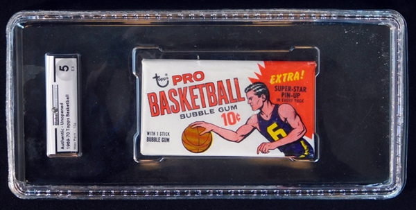 1969-70 Topps Basketball Unopened 10-Cent Wax Pack GAI 5 EX