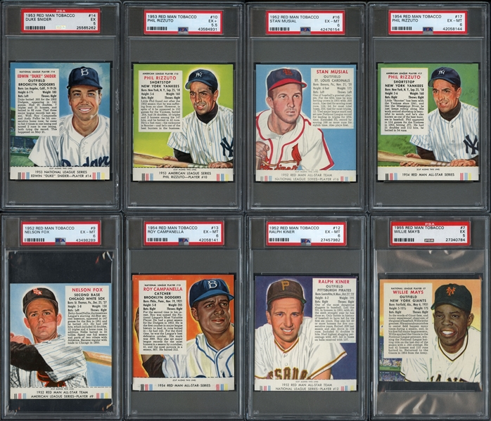 1952-55 Red Man Tobacco Group of (22) all PSA/SGC Graded