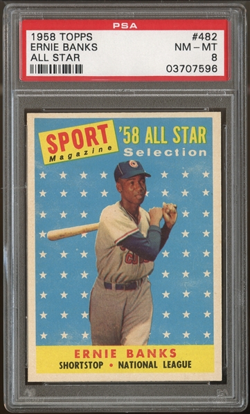 1958 Topps #482 Ernie Banks All Star PSA 8 NM-MT
