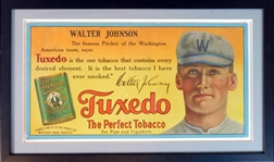 Circa 1910 Walter Johnson Tuxedo Tobacco Trolley Car Advertising Sign