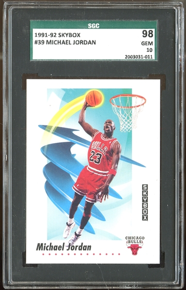 1991-92 Skybox #39 Michael Jordan SGC 98 GEM 10