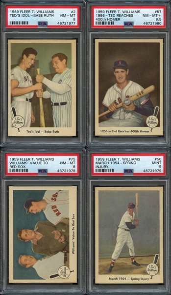 1959 Fleer Ted Williams High Grade Group of (4) Graded Cards