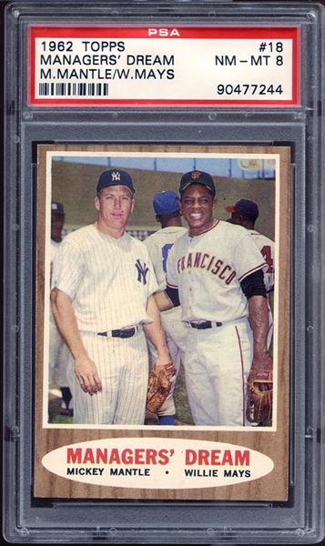 1962 Topps #18 Managers Dream Mantle/Mays PSA 8 NM/MT