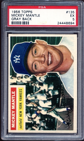 1956 Topps #135 Mickey Mantle Gray Back PSA 5 EX