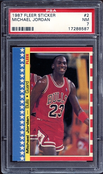 1987 Fleer Sticker #2 Michael Jordan PSA 7 NM