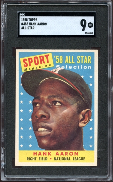 1958 Topps #488 Hank Aaron All Star SGC 9 MINT