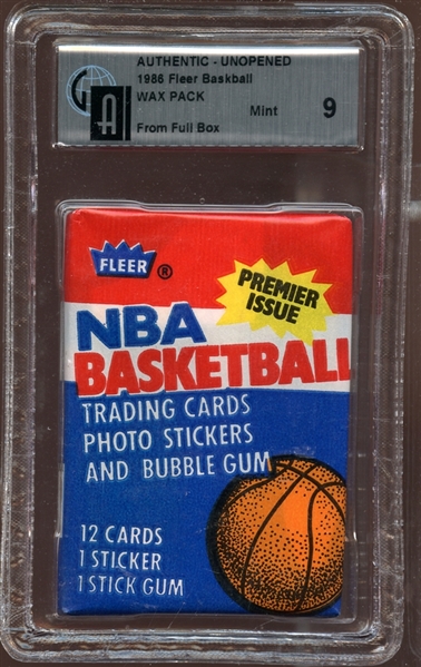 1986 Fleer Basketball Unopened Wax Pack GAI 9 MINT