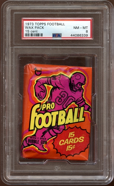 1973 Topps Football Unopened 15-Cent Wax Pack PSA 8 NM/MT