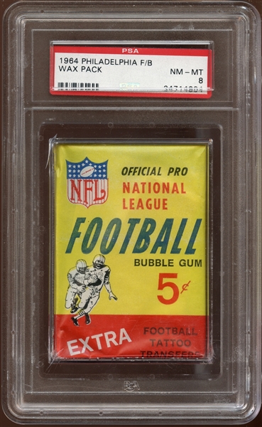 1964 Philadelphia Football Unopened Wax Pack PSA 8 NM/MT