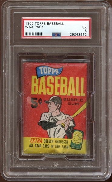 1965 Topps Baseball Unopened 5 Cent Wax Pack PSA 5 EX