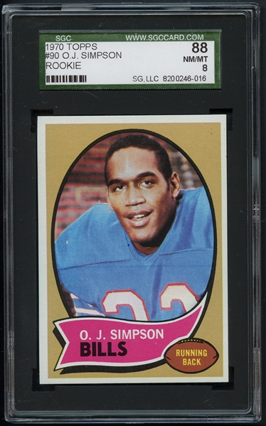 1970 Topps #90 O.J. Simpson Rookie SGC 8 NM-MT