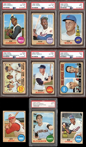 1968 Topps High-Grade Near-Complete Set with PSA Graded and Rare Variations
