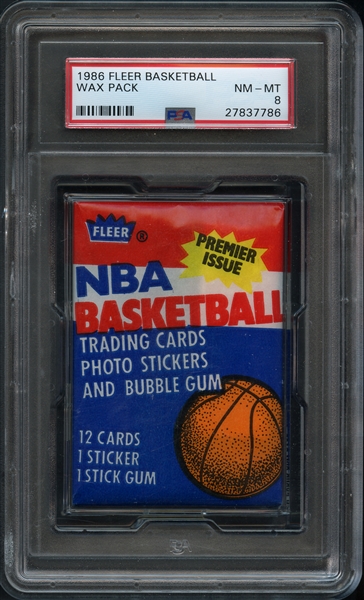1986 Fleer Basketball Wax Pack PSA 8 NM-MT