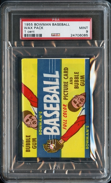 1955 Bowman Baseball Wax Pack 1 cent PSA 9 MINT