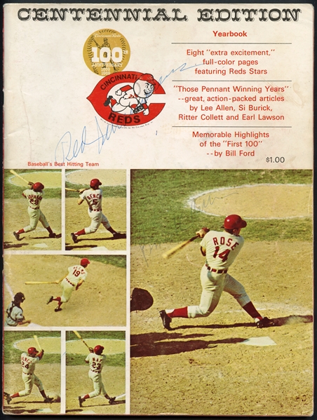 1969 Cincinnati Reds Centennial Edition Yearbook w/ (28) Signatures Including Rose, Bench and Chico Ruiz