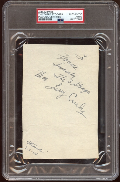 The Three Stooges Signed Album Page PSA/DNA AUTHENTIC