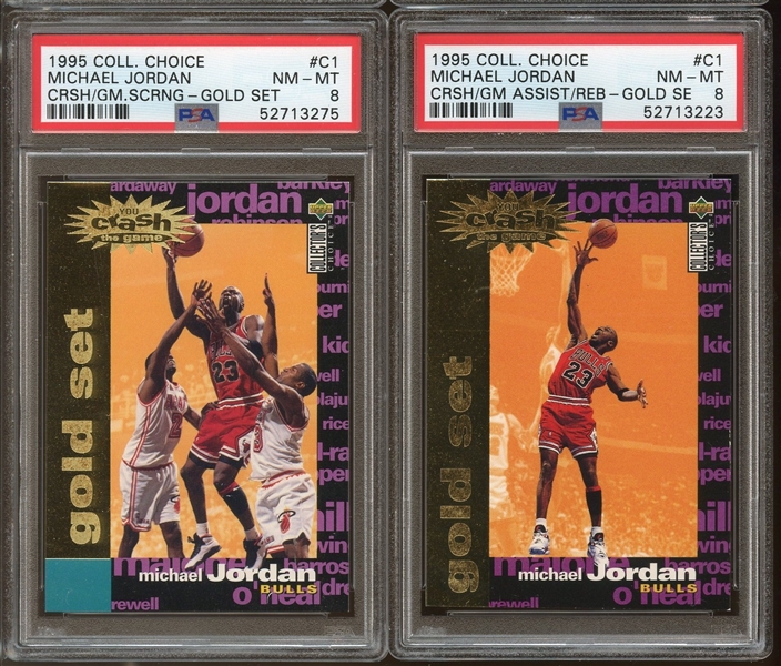 1995 UD Collectors Choice Michael Jordan Crash the Game Gold Set Lot of 2 PSA Graded 8