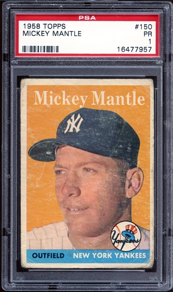 1958 Topps #150 Mickey Mantle PSA 1 PR