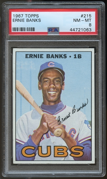 1967 Topps #215 Ernie Banks PSA 8 NM-MT