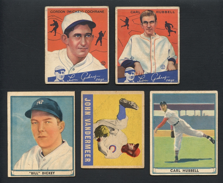 1934-48 Pre War Lot of (5) HOFers and Stars