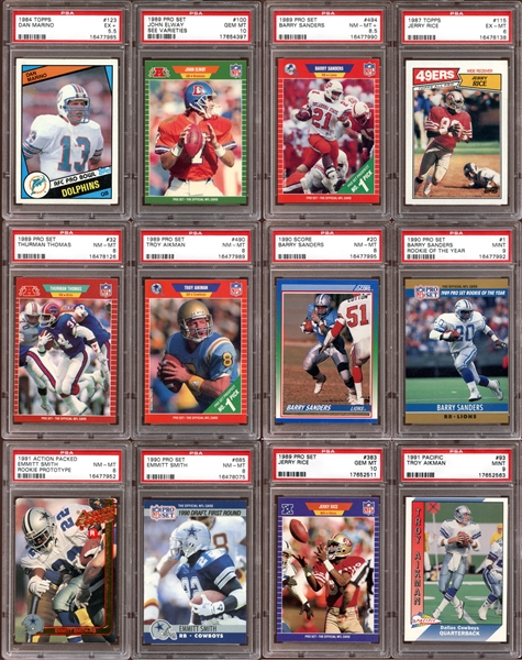 1980s-90s Football PSA Graded Lot of (65) Cards with Rookies and HOFers