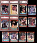1986 Fleer Basketball Complete Set With Stickers With PSA Graded-Jordan and Jordan Sticker Both PSA 8 NM/MT