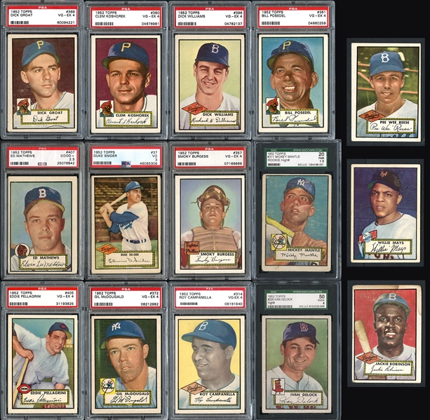 1952 Topps Complete Set With Graded Mantle 