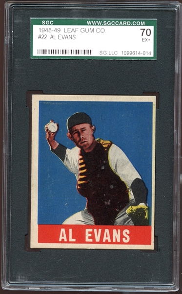 1948 Leaf #22 Al Evans SGC 70 EX+ 5.5