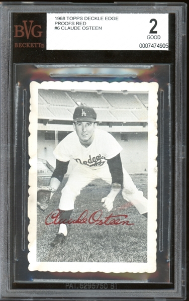 1968 Topps Deckle Edge Proofs Red #6 Claude Osteen BVG 2 Good
