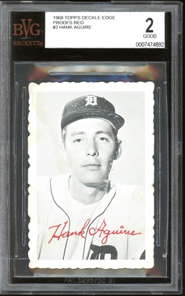 1968 Topps Deckle Edge Proofs Red #2 Hank Aguire BVG 2 GOOD 