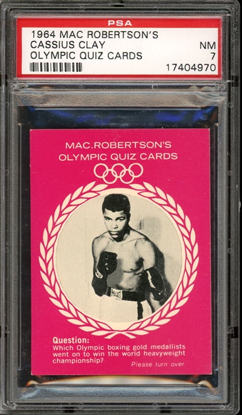 1964 Mac Robertsons Olympic Quiz Cards Cassius Clay PSA 7 NM