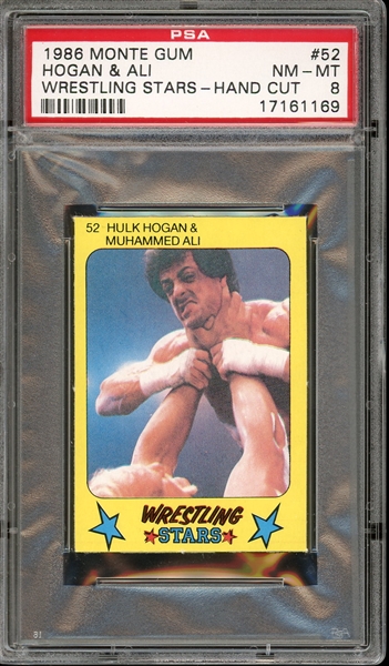 1986 Monte Gum Wrestling Stars-Hand Cut #52 Hogan & Ali PSA 8 NM-MT