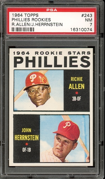 1964 Topps Phillies Rookies #243 R. Allen/J. Herrnstein PSA 7 NM