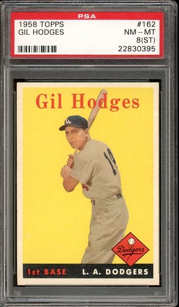 1958 Topps #162 Gil Hodges PSA 8 (ST) NM-MT