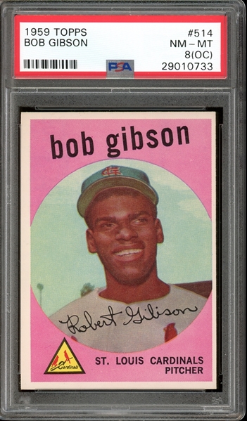 1959 Topps #514 Bob Gibson PSA 8(OC) NM-MT