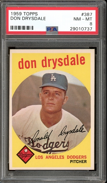 1959 Topps #387 Don Drysdale PSA 8 NM-MT