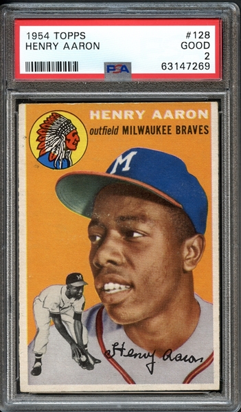 1954 Topps #128 Henry Aaron PSA 2 GOOD