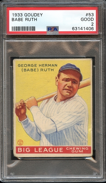 1933 Goudey #53 Babe Ruth PSA 2 GOOD 