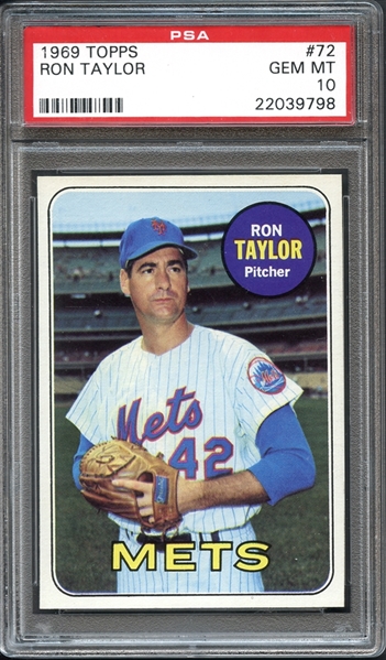 1969 Topps #72 Ron Taylor PSA 10 GEM MINT 