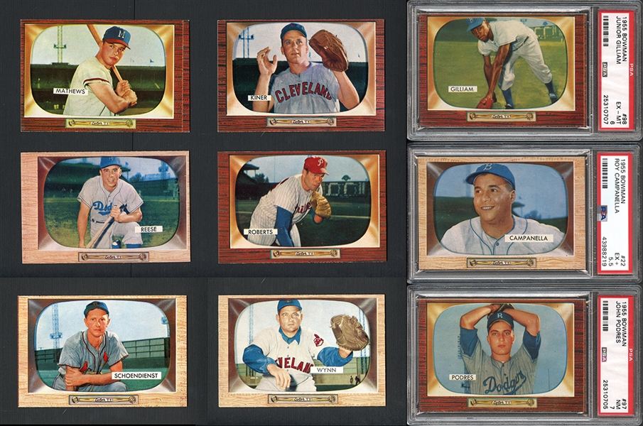 1955 Bowman High Grade Lot of 110 Cards with PSA