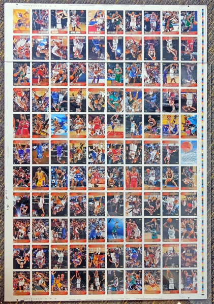 1996-97 Topps Basketball Uncut Sheet with Kobe Bryant Rookie Card