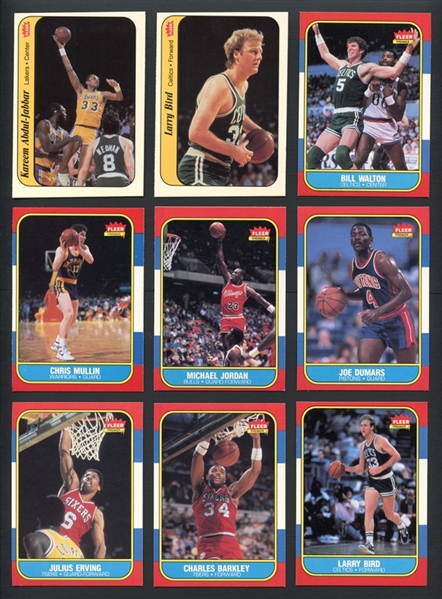 1986 Fleer Basketball Near Complete Set (118/132 Includes Jordan) With 7/11 Stickers 