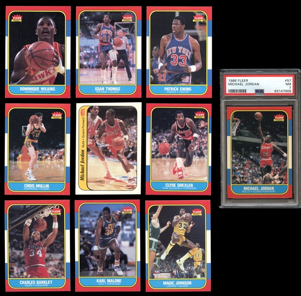 1986 Fleer Basketball Near Complete Set With Stickers PSA Graded Jordan 